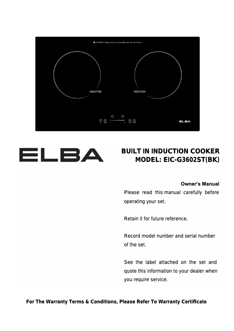 Page 1 de la notice Manuel utilisateur Elba EIC-G3602ST(BK)