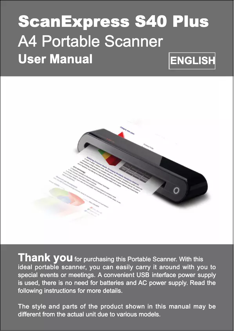 Page 1 de la notice Manuel utilisateur Mustek ScanExpress S40 Plus