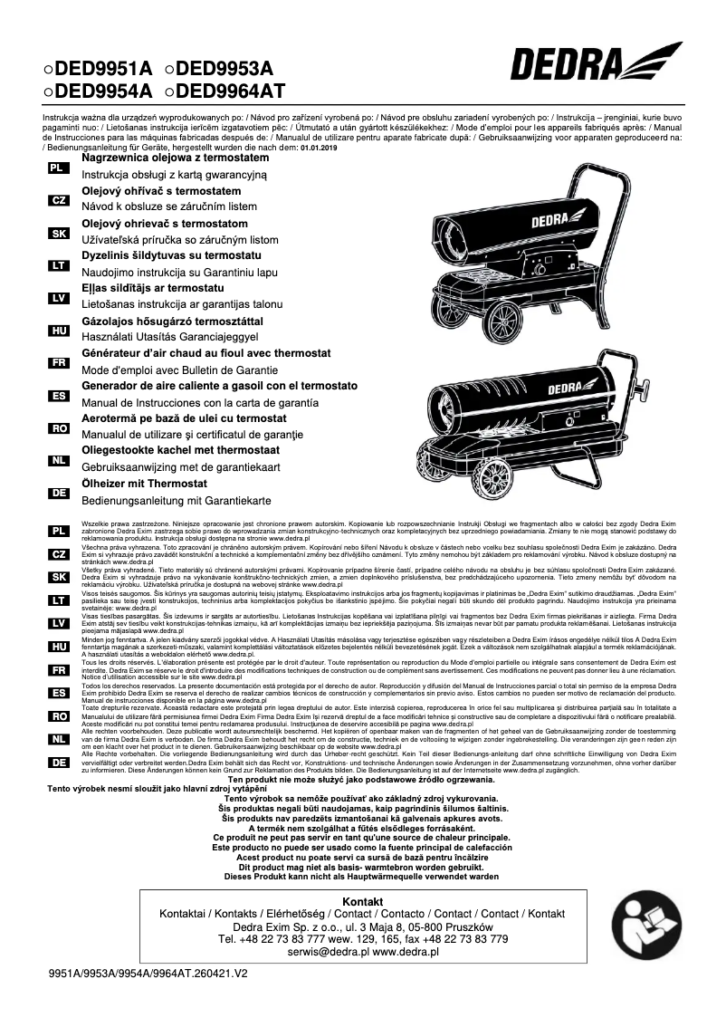 Page 1 de la notice Manuel utilisateur DEDRA DED9954A