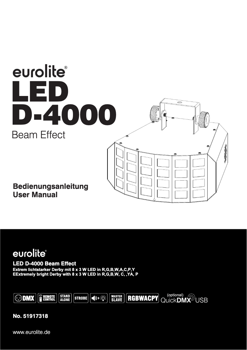 Page 1 de la notice Manuel utilisateur Eurolite LED D-4000