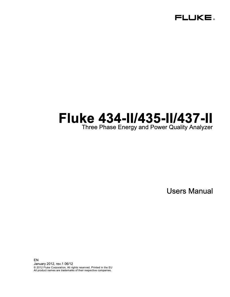Page n°1 - Manuel utilisateur Fluke 437-II