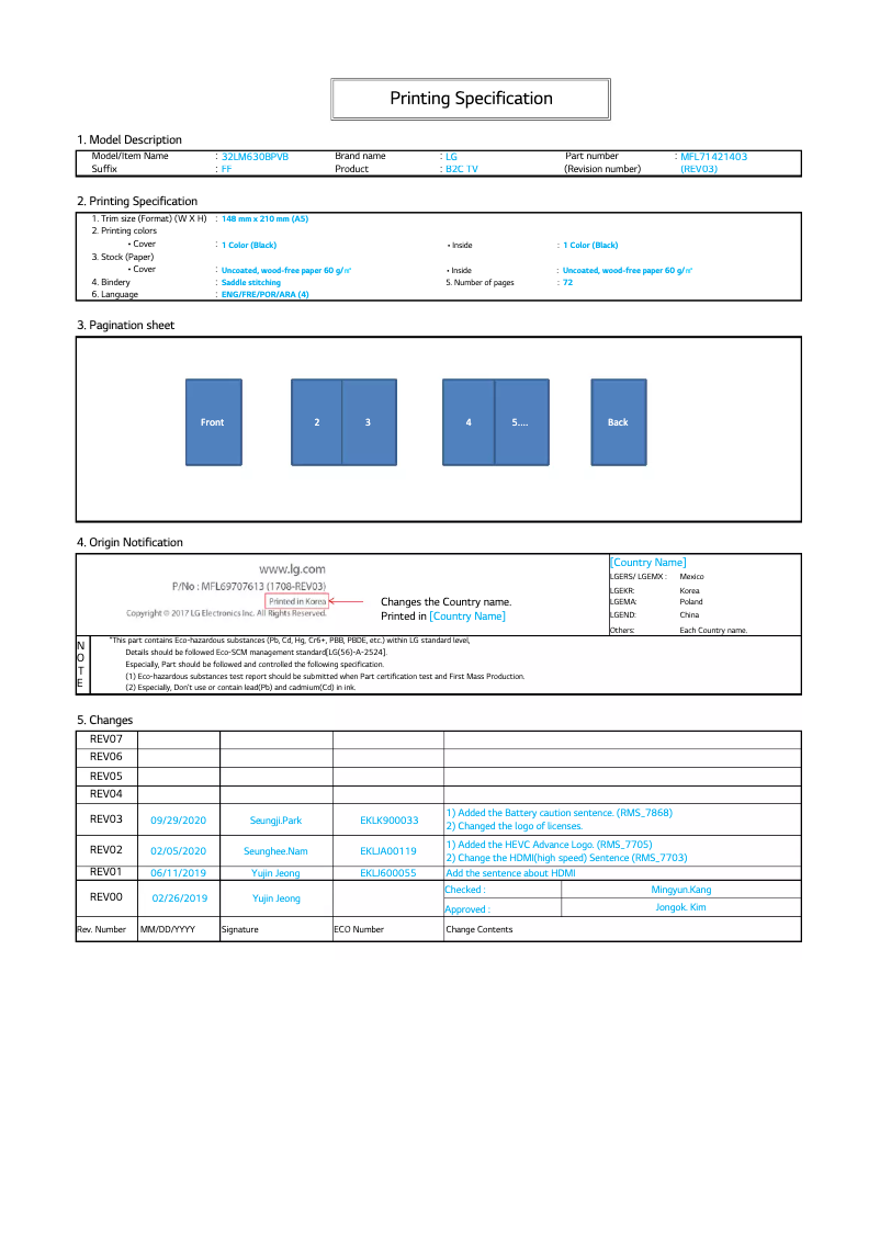 Page n°1 - Manuel utilisateur LG 43LM6300PVB