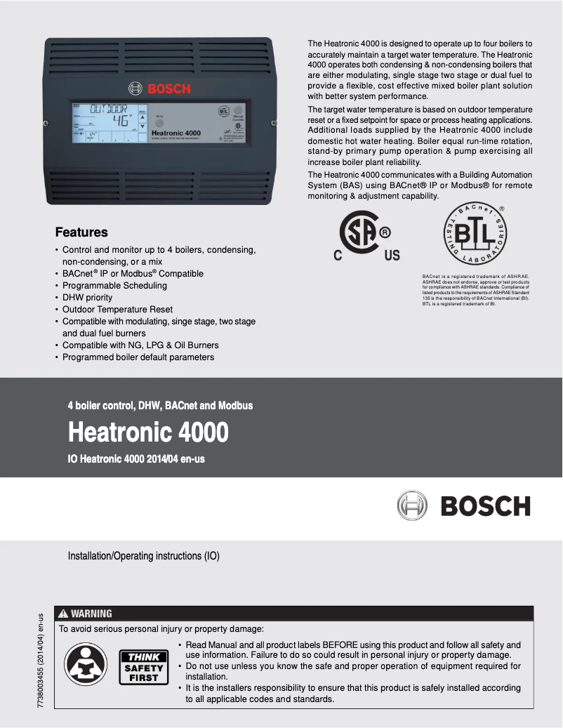 Página 1 del manual Manual de usuario Bosch Heatronic 4000