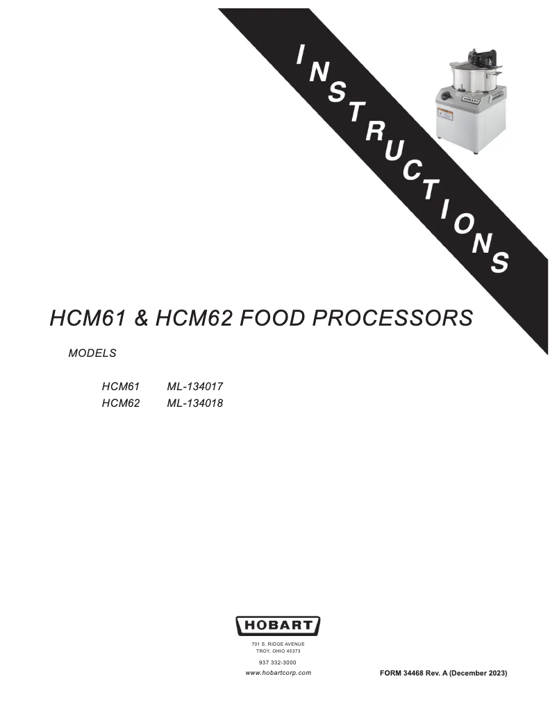 Page n°1 - Manuel utilisateur Hobart HCM62