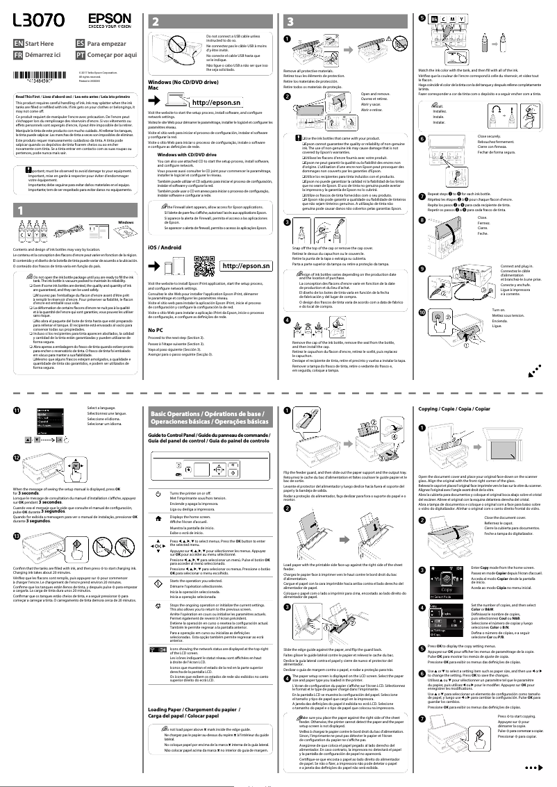 Page 1 of the manual Installation Guide Epson EcoTank L3070