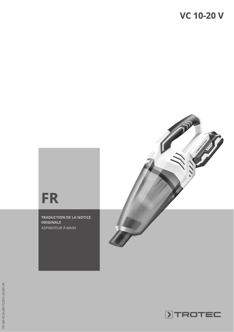 Page 1 de la notice Manuel utilisateur Trotec VC 10-20V