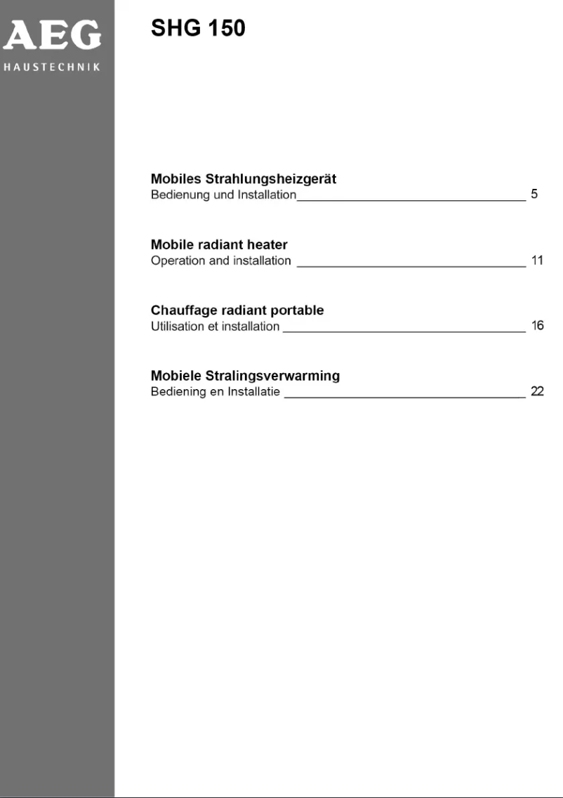 Page n°1 - Manuel utilisateur AEG SHG150