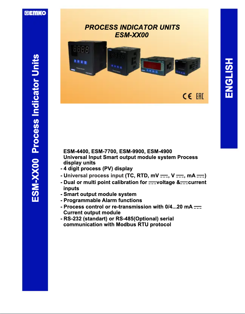 Page 1 de la notice Manuel utilisateur Emko ESM-9900