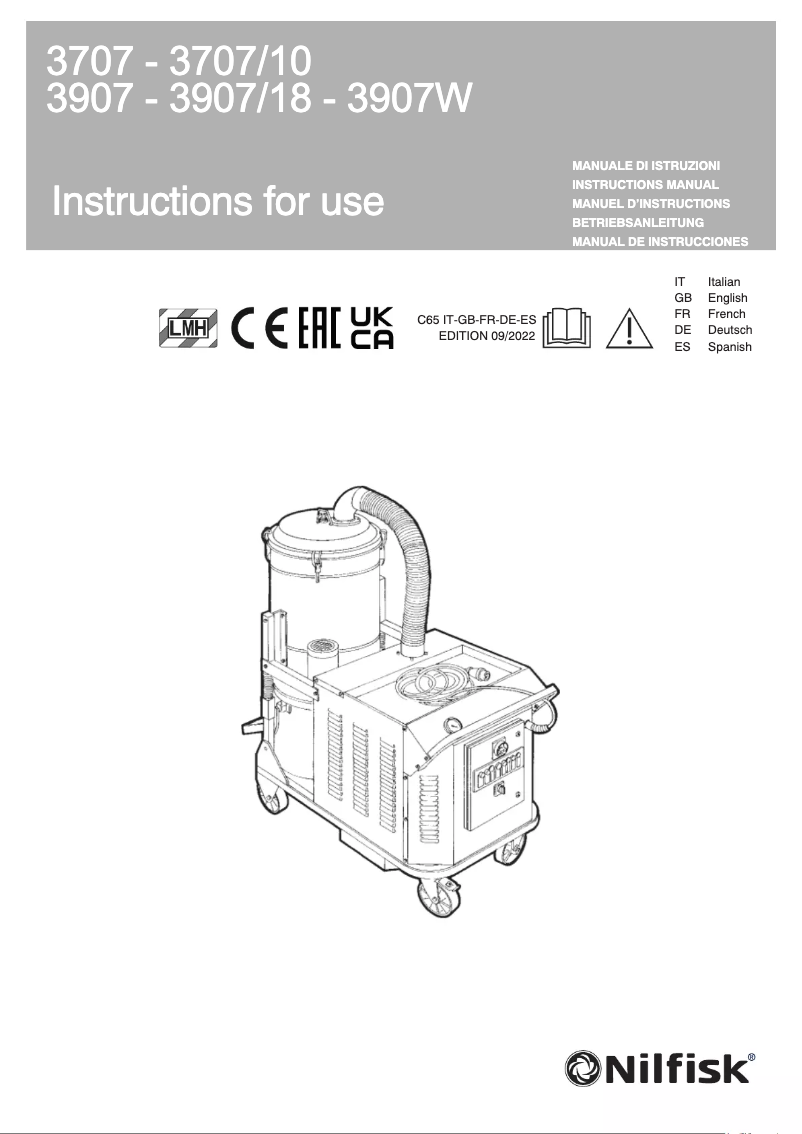 Page n°1 - Manuel utilisateur Nilfisk 3907W