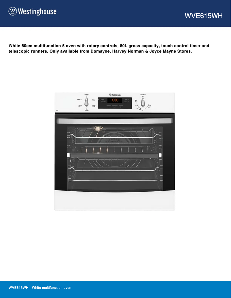 Image de la première page du manuel de l'appareil WVE615WH