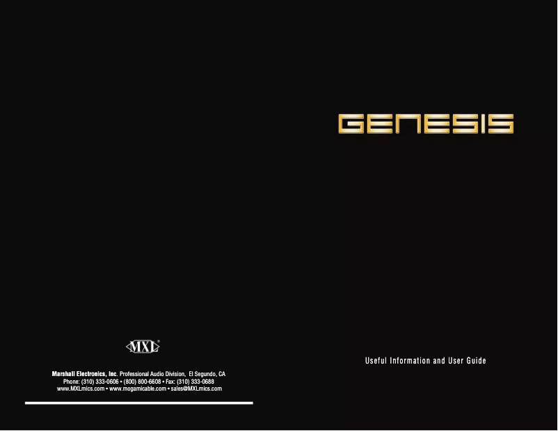 Image de la première page du manuel de l'appareil Genesis