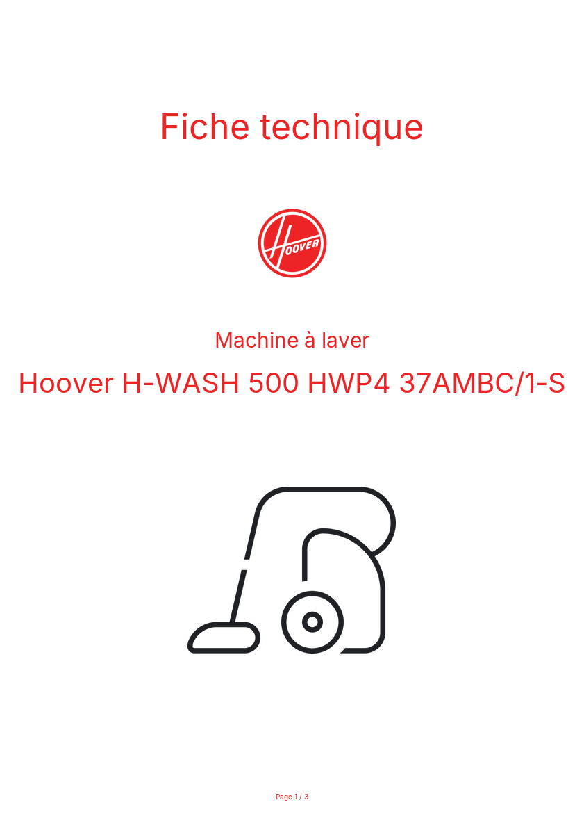 Image de la première page du manuel de l'appareil H-WASH 500 HWP4 37AMBC/1-S