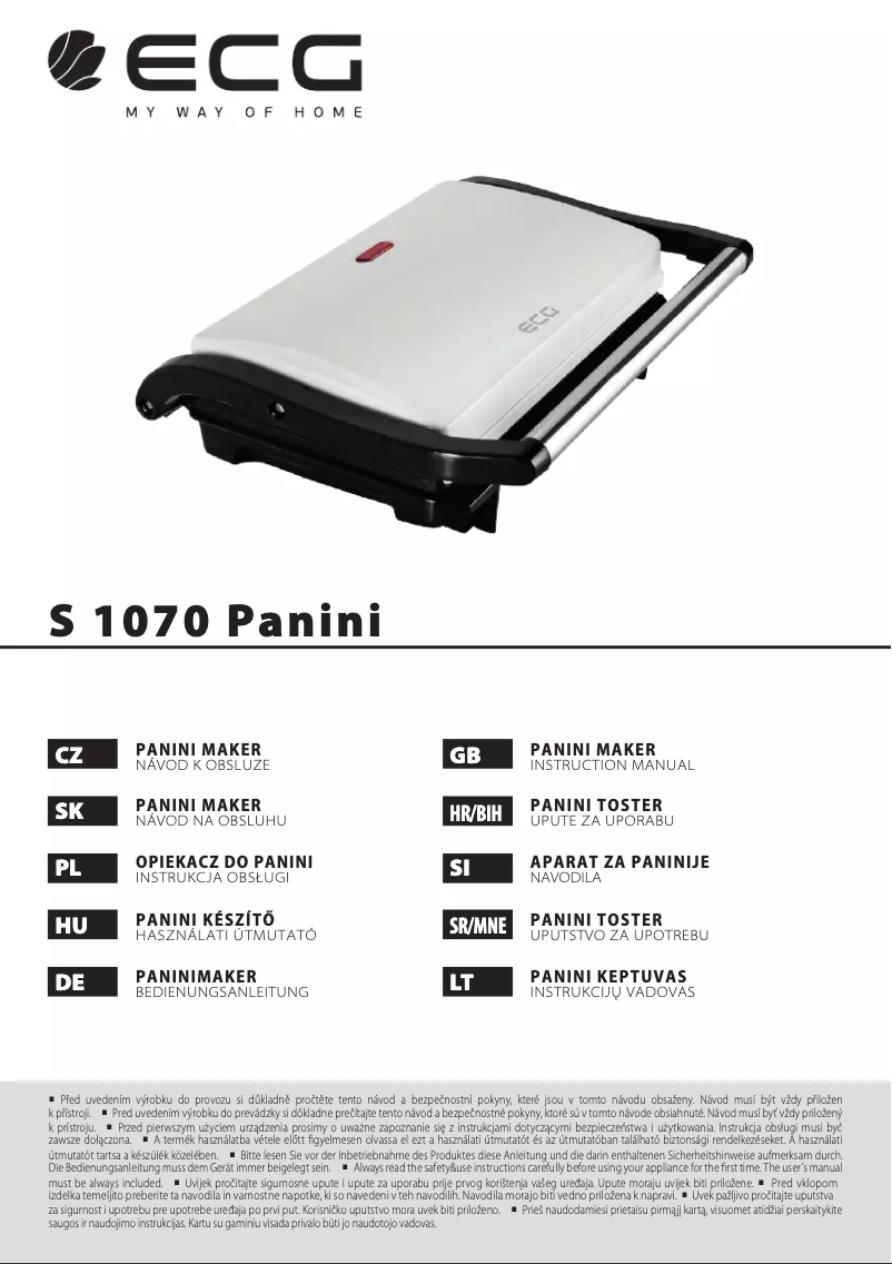 Page 1 de la notice Manuel utilisateur ECG S 1070 Panini