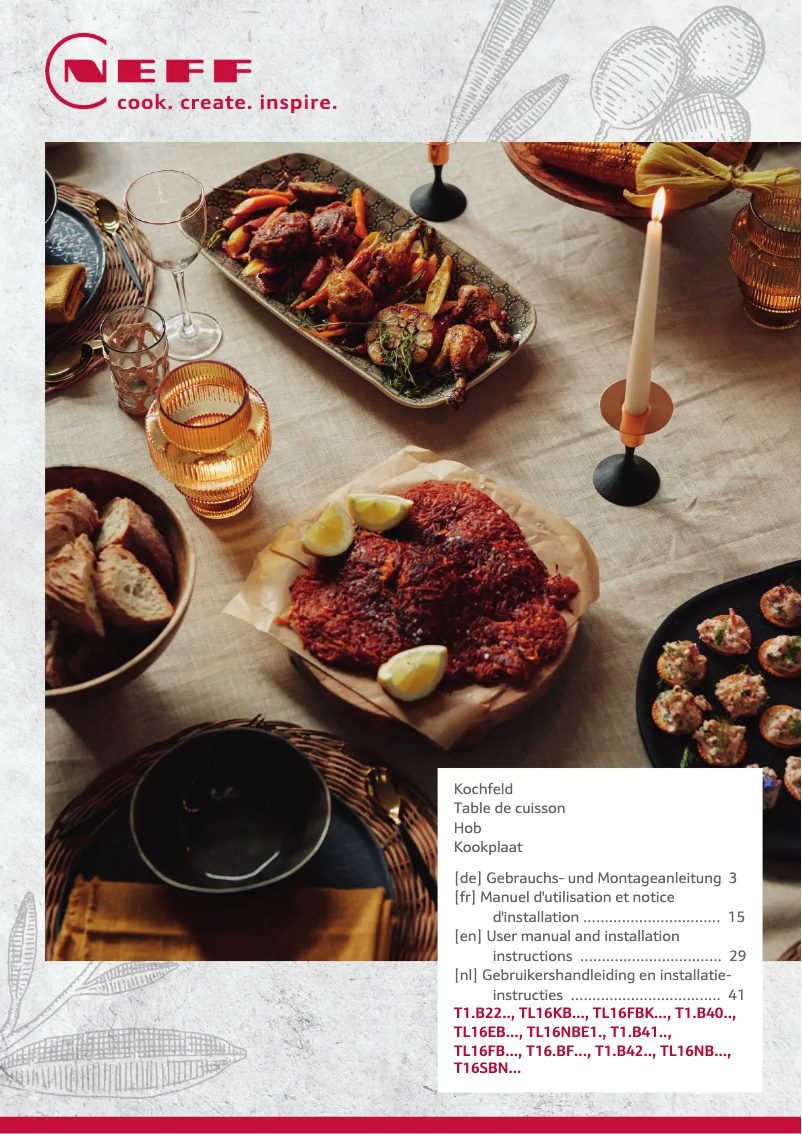 Page n°1 - Instructions / montage Neff T16SBF1L0