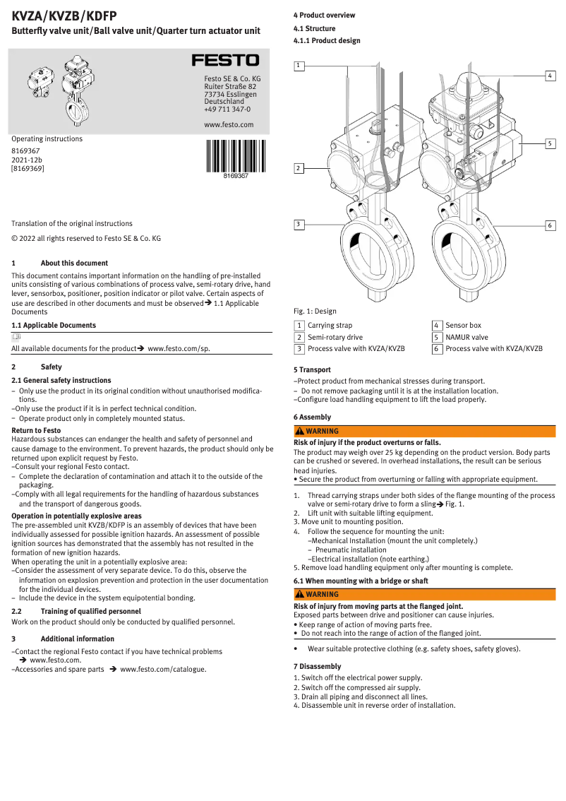 Page 1 de la notice Manuel utilisateur Festo KVZB