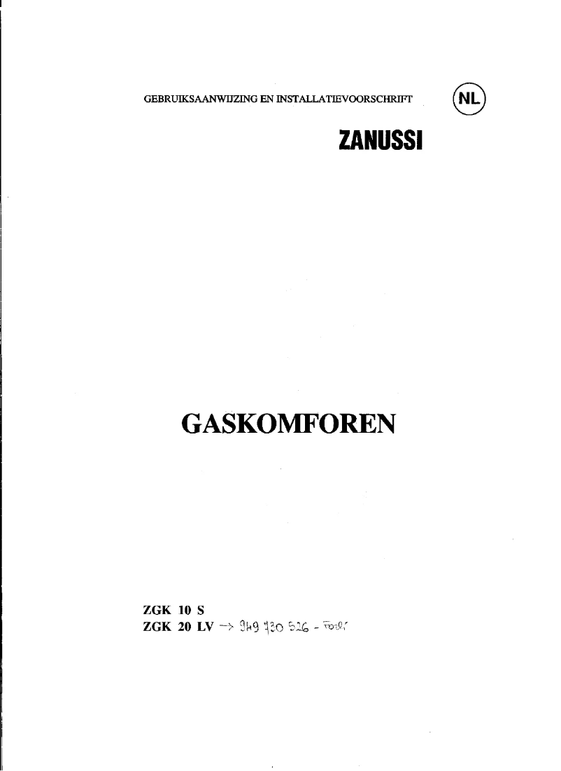 Page 1 de la notice Manuel utilisateur Zanussi ZGK 10 S