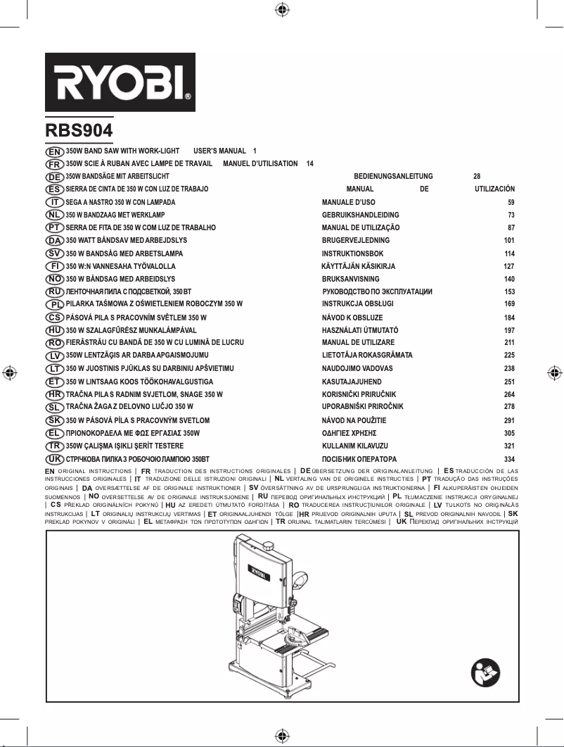Page 1 de la notice Manuel utilisateur RYOBI RBS904