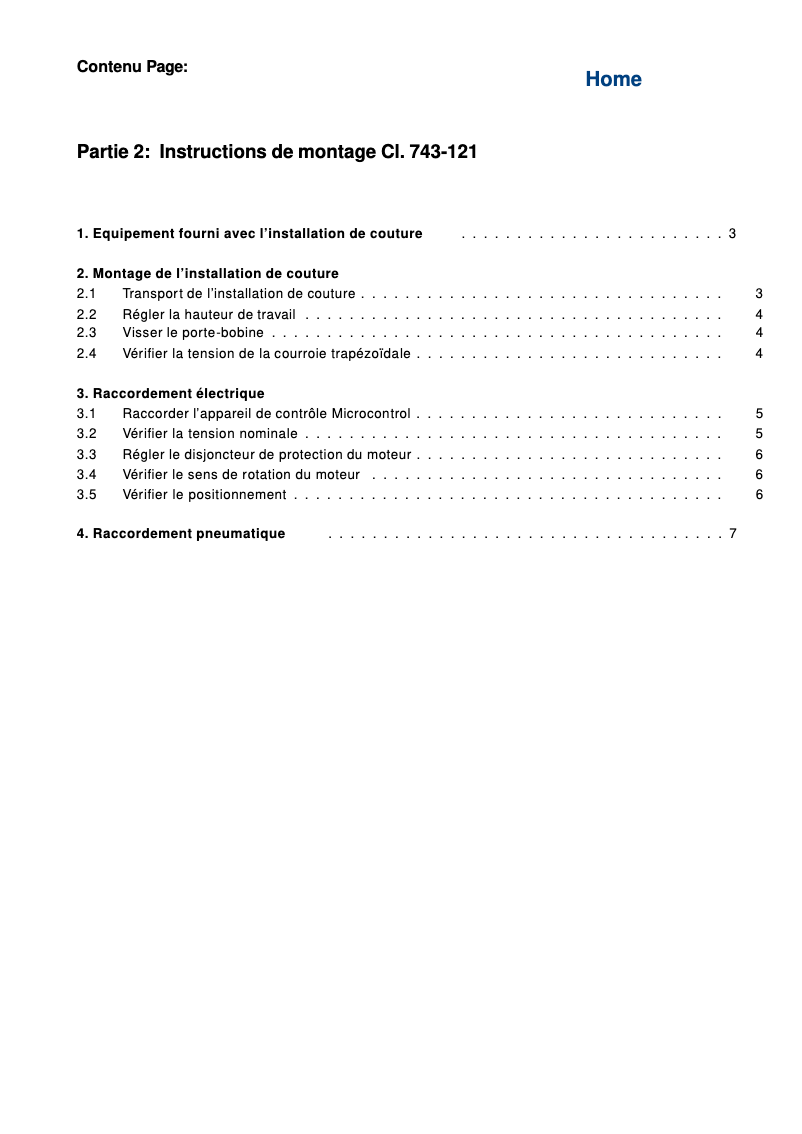Page n°1 - Guide d'installation Dürkopp Adler 743-121