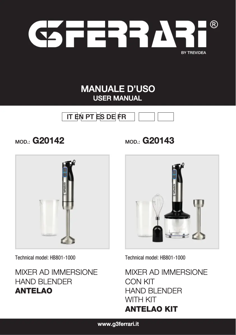 Image de la première page du manuel de l'appareil Antelao Kit G20143