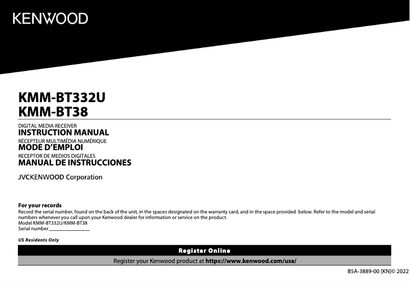 Página 1 del manual Manual de usuario Kenwood KMM-BT38