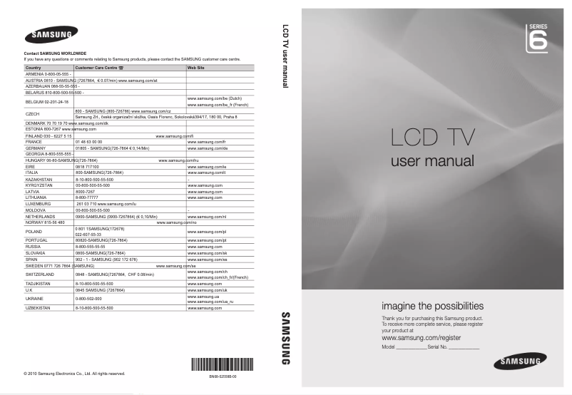 Page n°1 - Manuel utilisateur Samsung LE32C650L1W