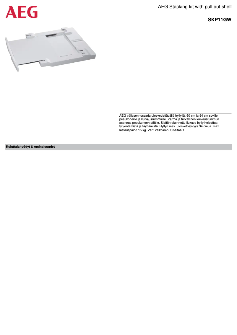 Page n°1 - Fiche technique AEG SKP11GW