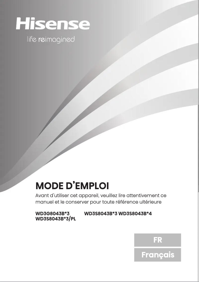 Page 1 de la notice Manuel utilisateur Hisense WD3S8043BW3