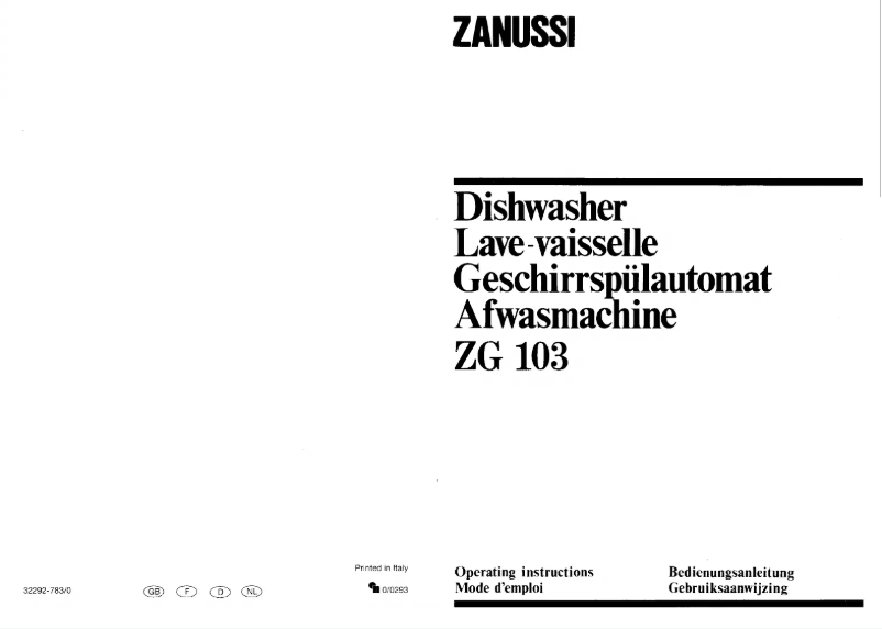 Page n°1 - Manuel utilisateur Zanussi ZG103