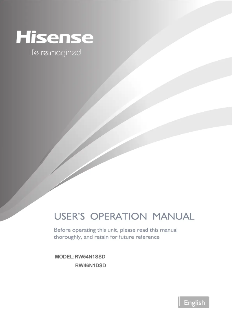 Page 1 de la notice Manuel utilisateur Hisense RW54N1SSD