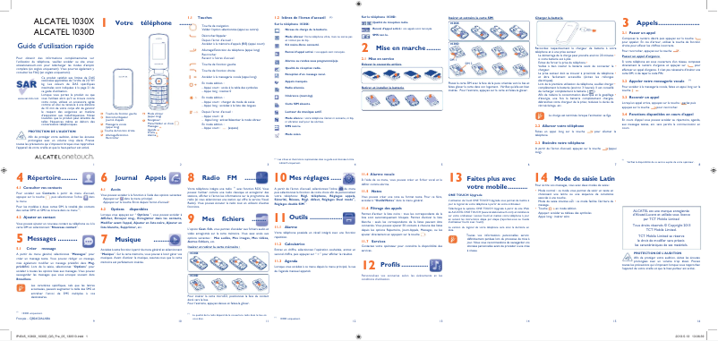 Page n°1 - Manuel utilisateur Alcatel One Touch 1030X
