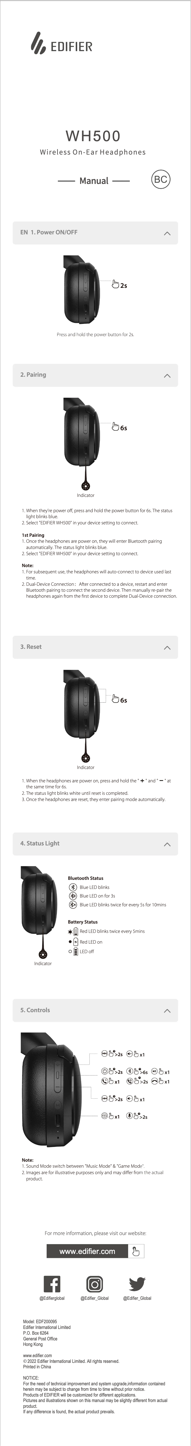 Image de la première page du manuel de l'appareil WH500