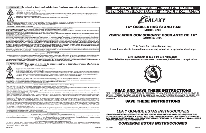 Image de la première page du manuel de l'appareil 4726