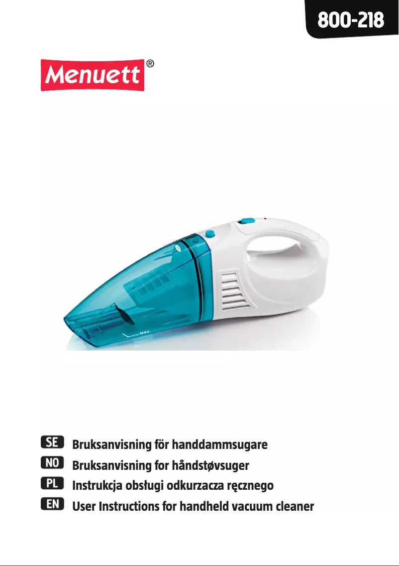 Page 1 de la notice Manuel utilisateur Menuett 800-218