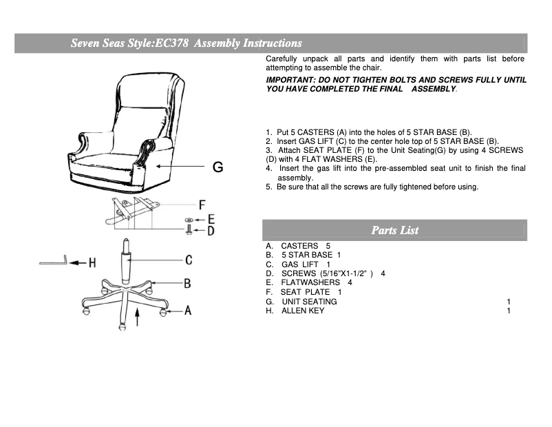 Image de la première page du manuel de l'appareil EC378