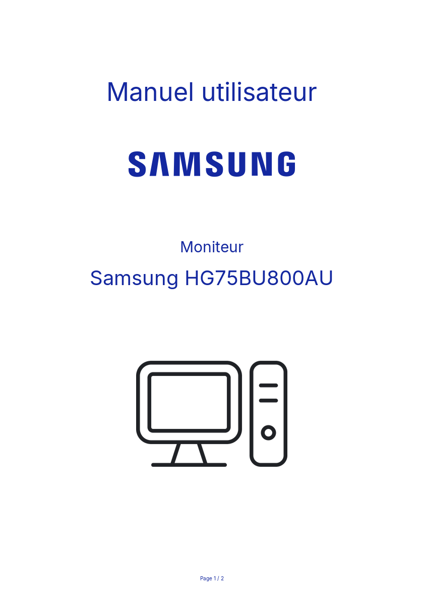 Page n°1 - Manuel utilisateur Samsung HG75BU800AU