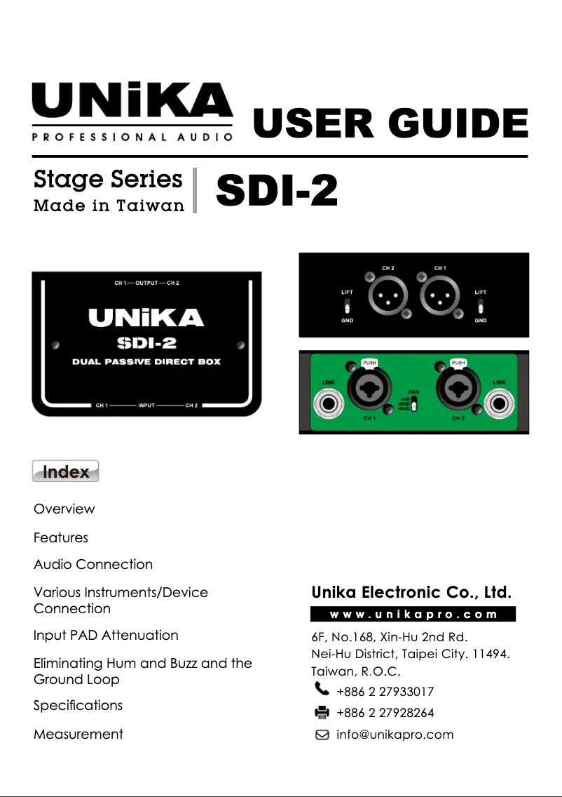 Page 1 de la notice Manuel utilisateur UNiKA SDI-2