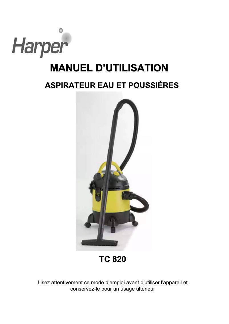 Image de la première page du manuel de l'appareil TC820