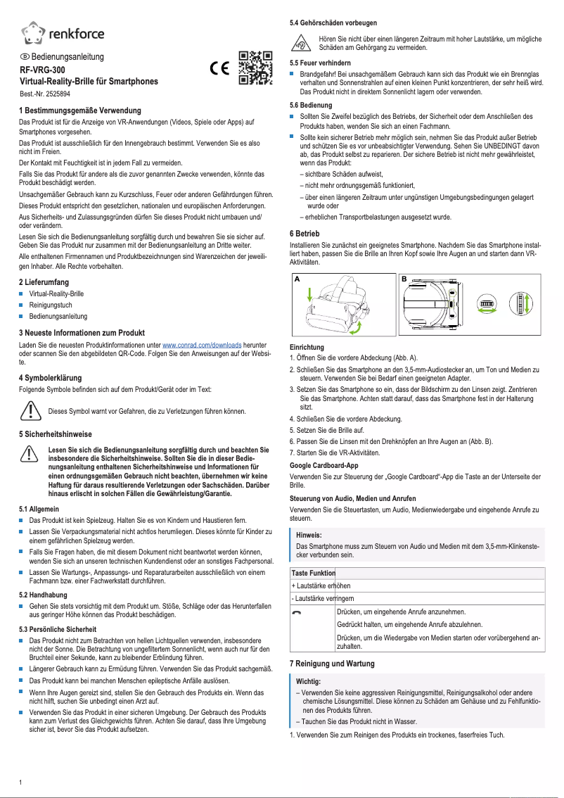 Page n°1 - Manuel utilisateur Renkforce RF-VRG-300