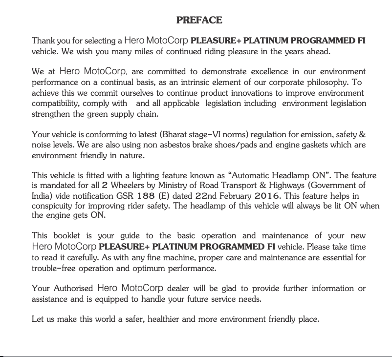 Page 1 de la notice Manuel utilisateur Hero Pleasure+ Platinum (2020)