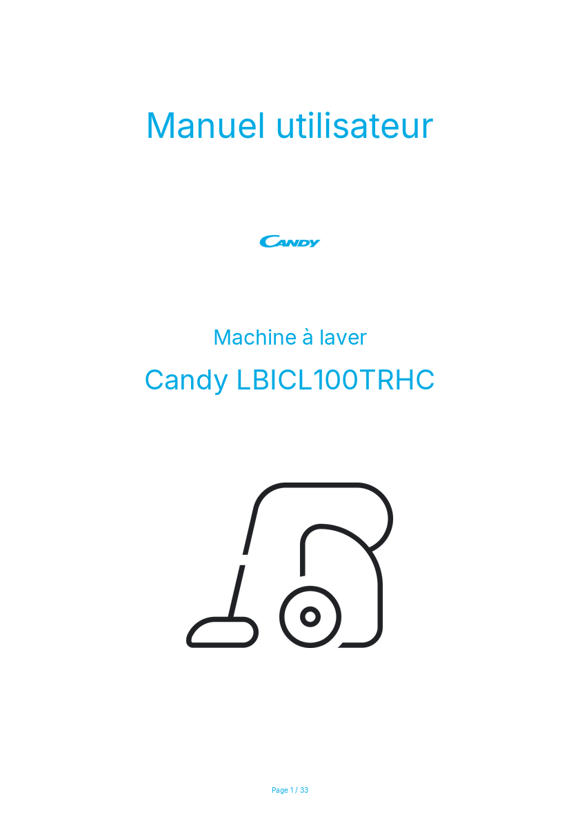 Page n°1 - Manuel utilisateur Candy LBICL100TRHC