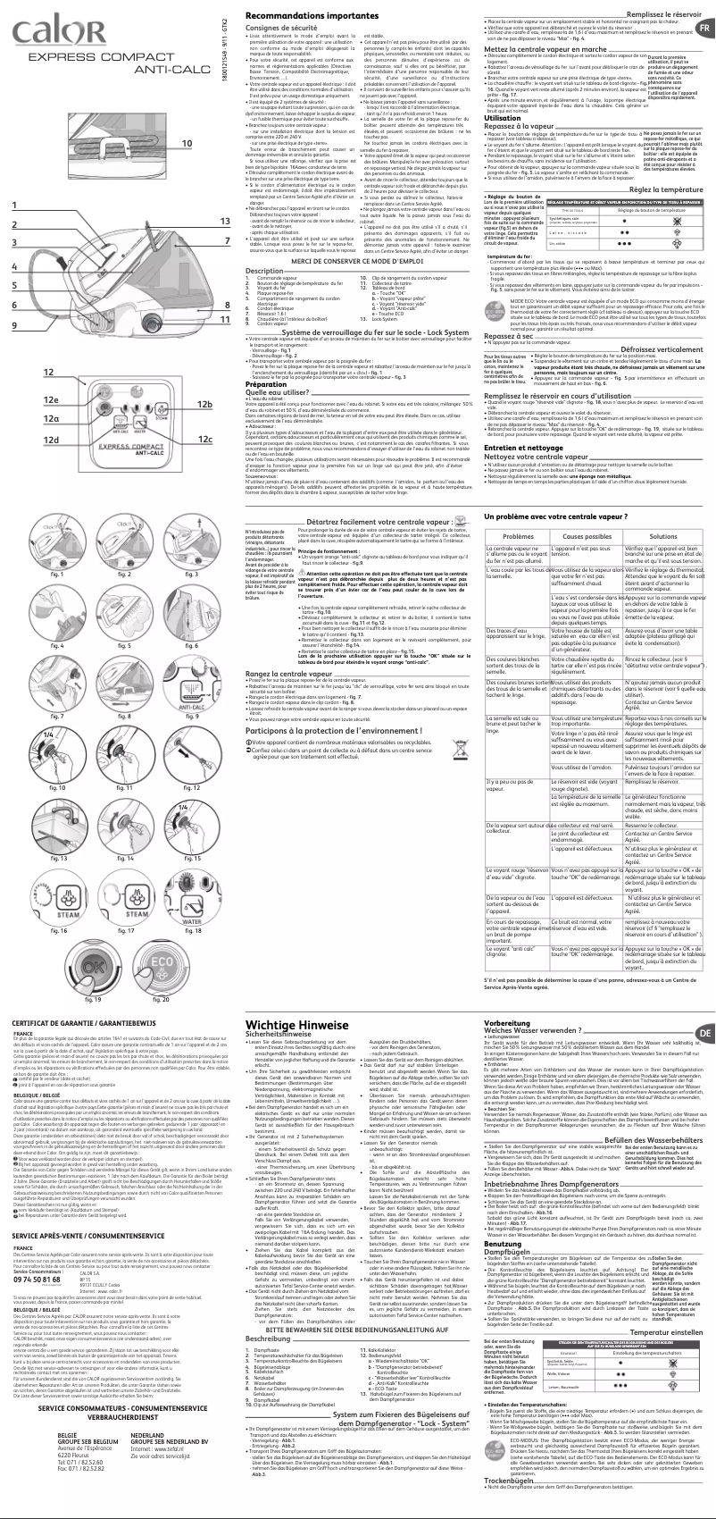 Page 1 de la notice Manuel utilisateur Calor GV7085