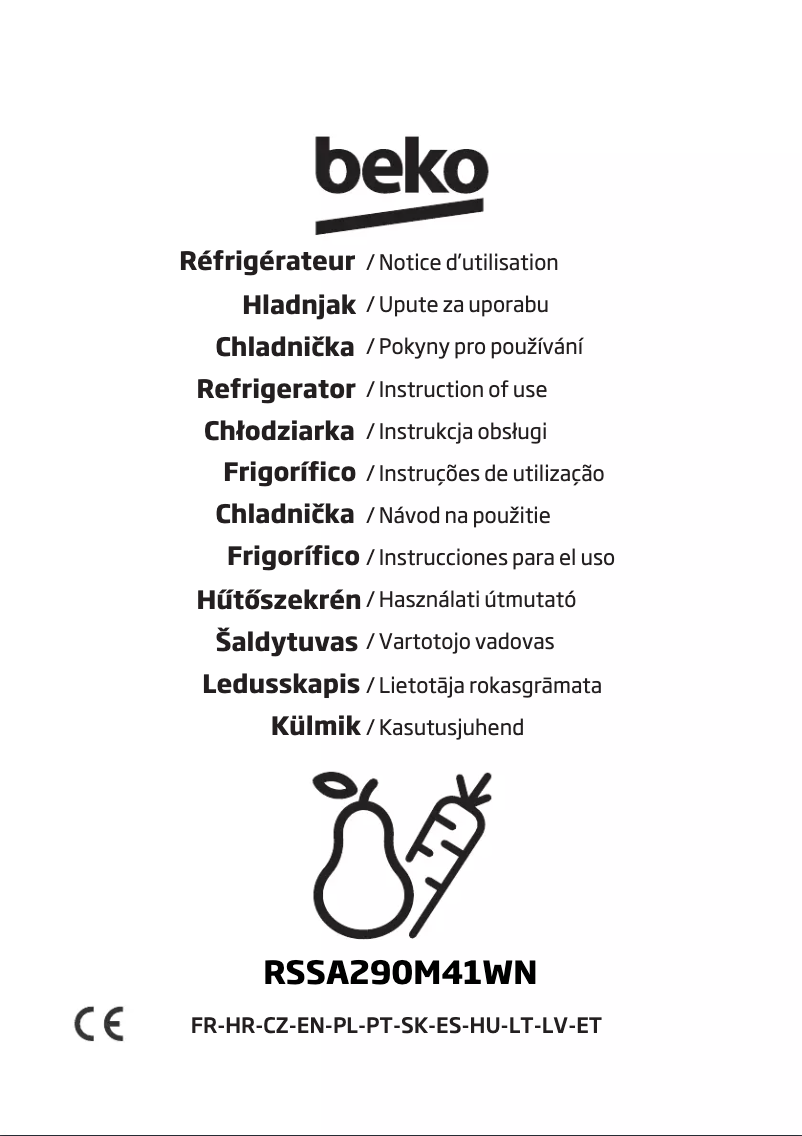 Page 1 de la notice Manuel utilisateur Beko RSSA290M41WN