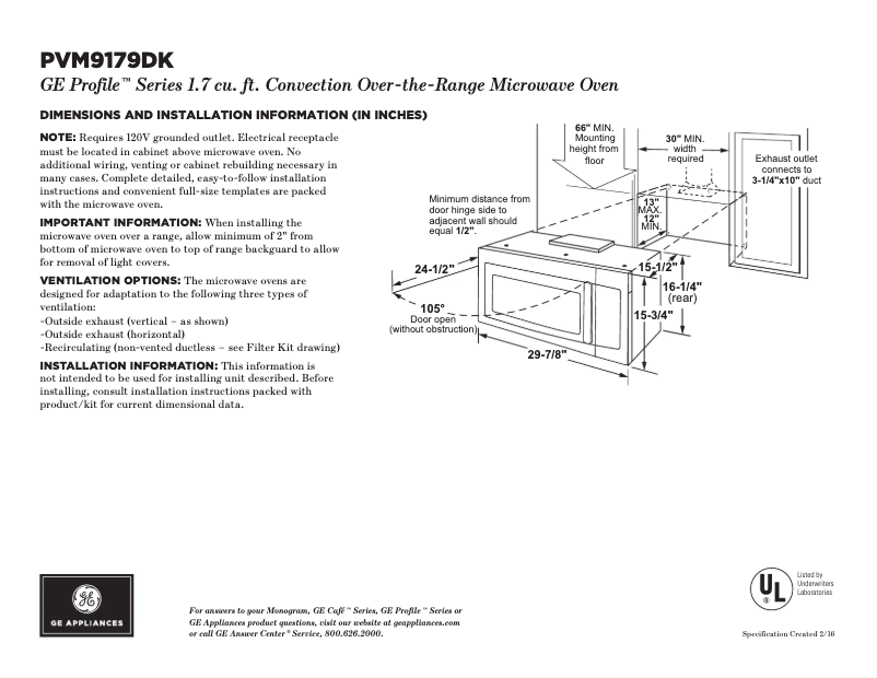 Page n°1 - Fiche technique GE PVM9179DKBB
