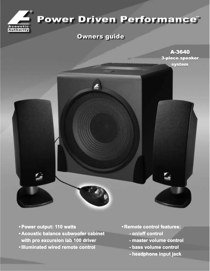 Página 1 del manual Manual de usuario Cyber Acoustics A-3640