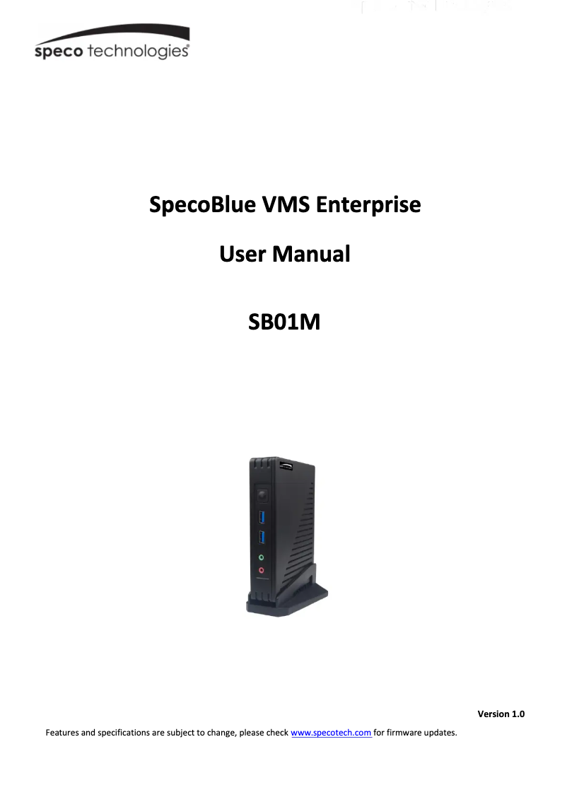Page 1 de la notice Manuel utilisateur Speco Technologies SB01M