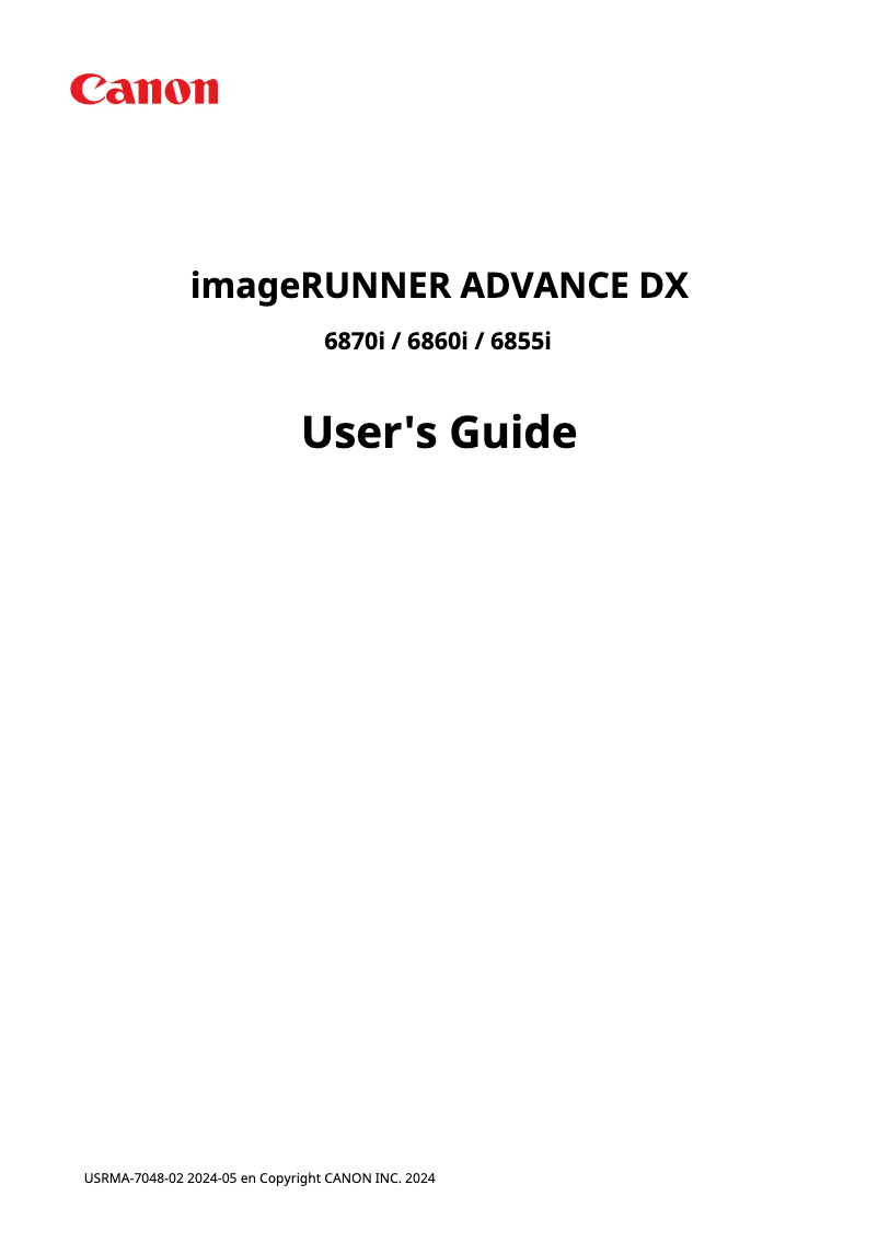 Page 1 de la notice Manuel utilisateur Canon imageRUNNER ADVANCE DX 6860i