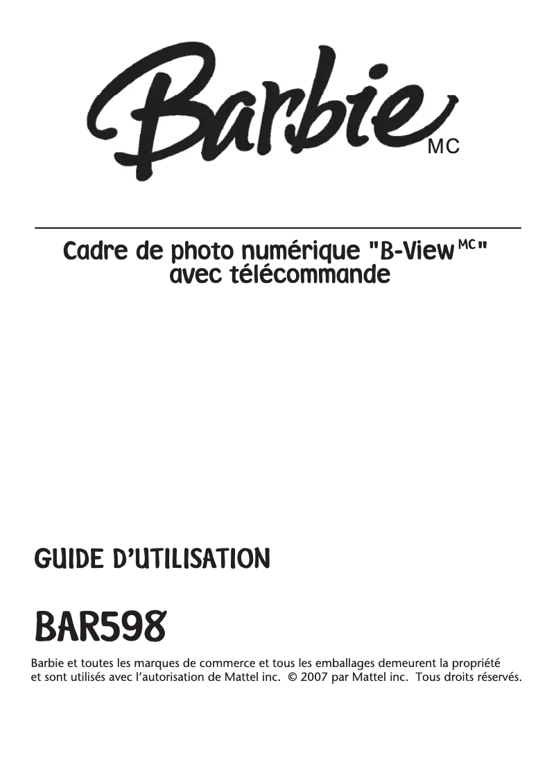 Page 1 de la notice Manuel utilisateur Emerson BAR598