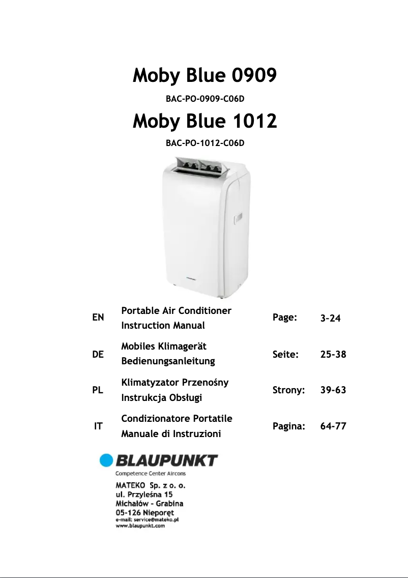 Page n°1 - Mode d'emploi Blaupunkt Moby Blue 0909