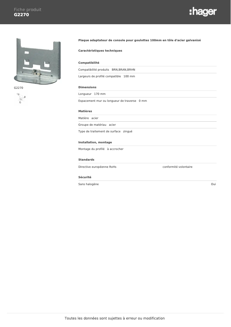 Page n°1 - Manuel utilisateur Hager G2270