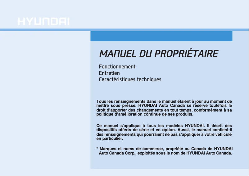 Image de la première page du manuel de l'appareil Veloster (2016)